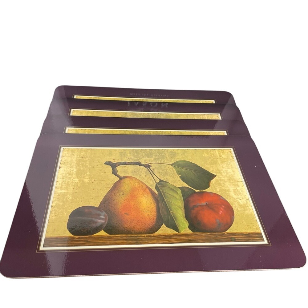 Jason Placements Still Life Fruit Burgundy Red‎ Border Fruit  Cottagecore